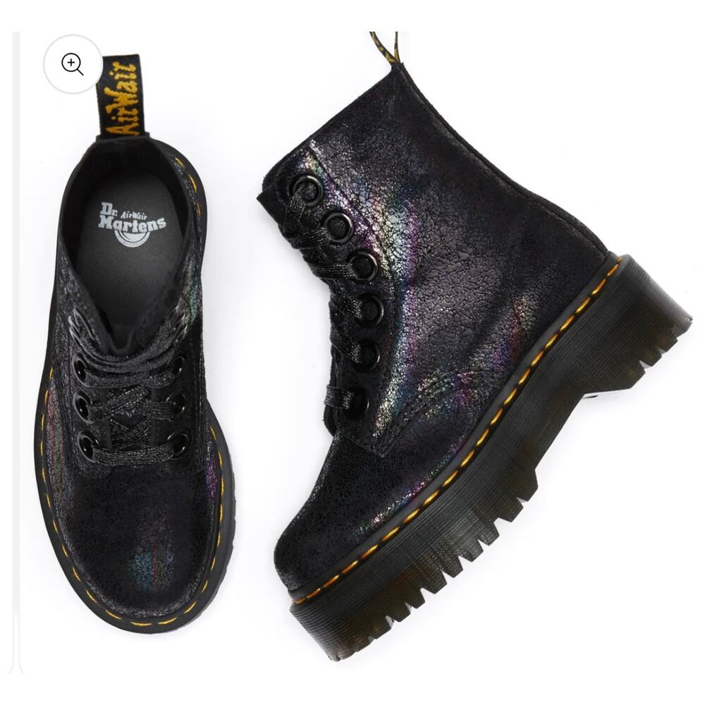 Dr. Martens Doc Molly Metallic Leather Platform Boots 37 / 6 Womens